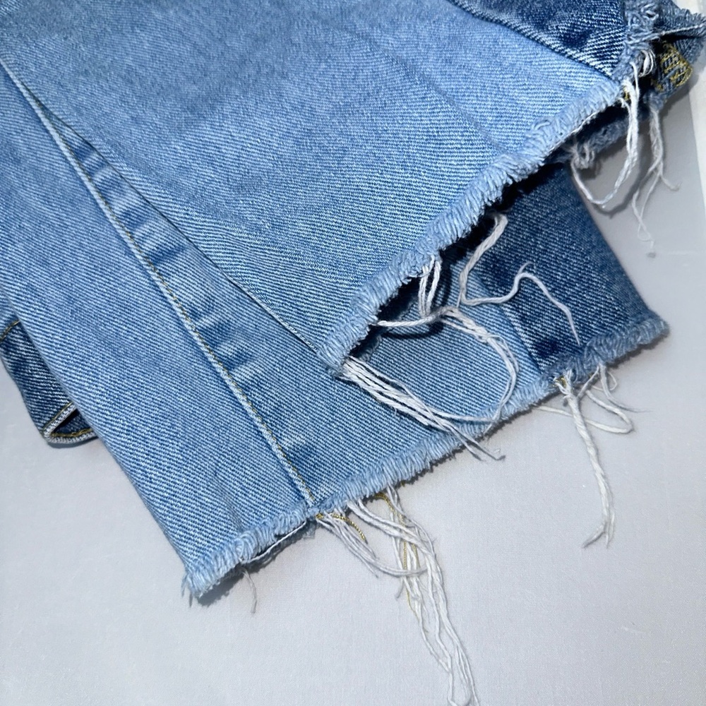 PacSun high-rise straight leg jeans size 30 two tone butterfly distressed hem - Picture 14 of 14
